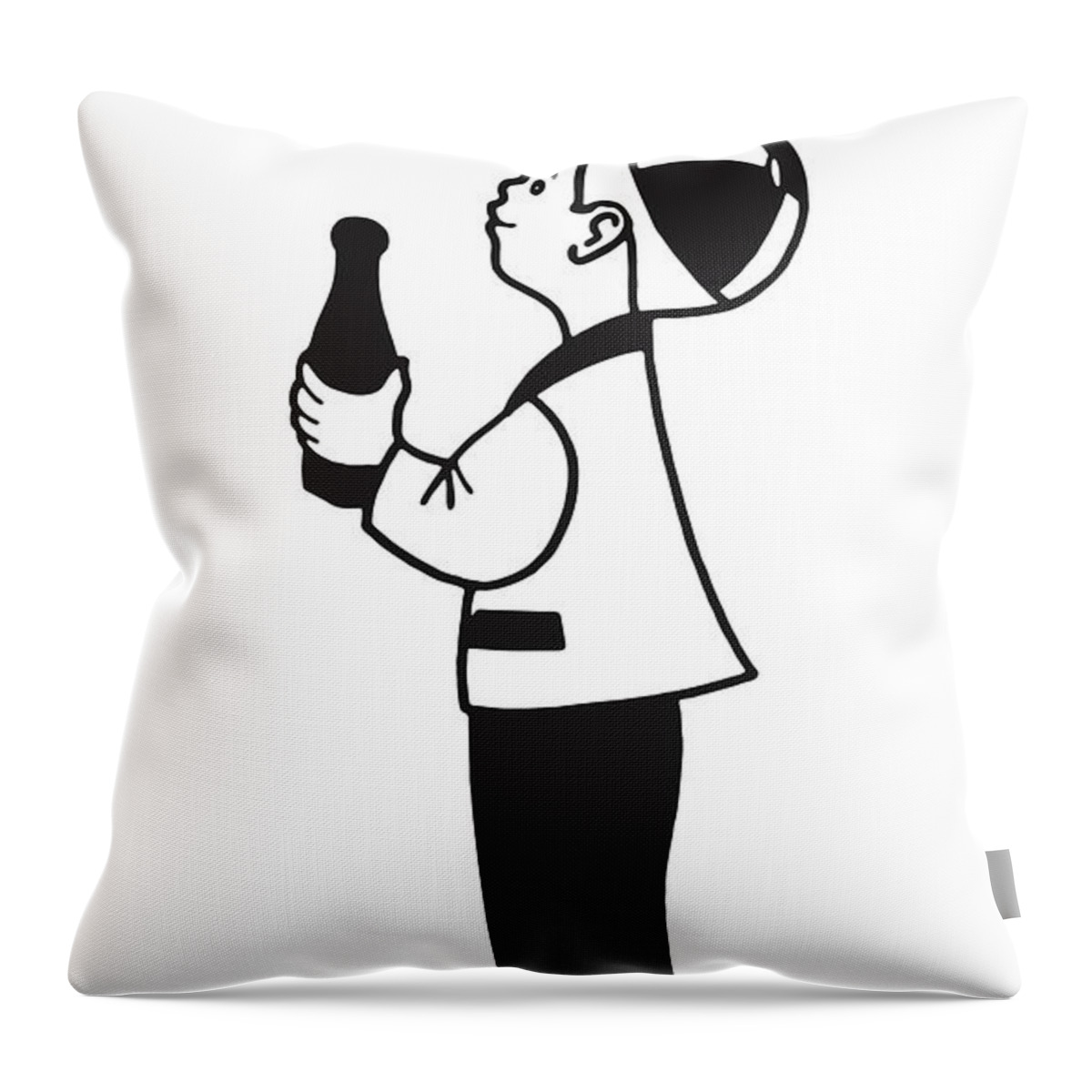 Accessories Throw Pillow featuring the drawing Boy Holding Soda Bottle by CSA Images