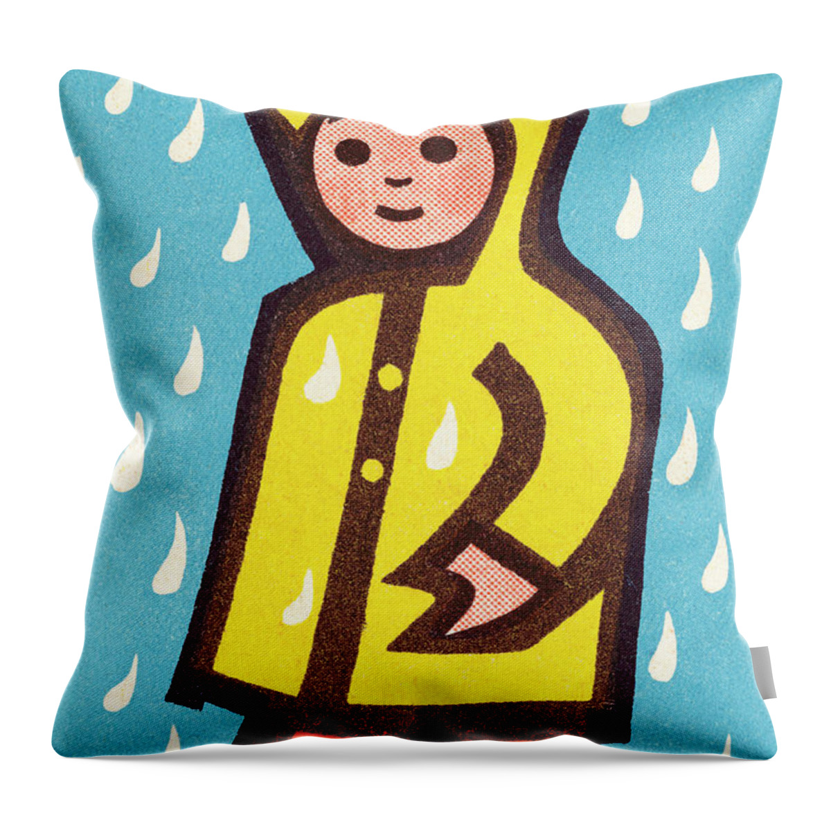 Apparel Throw Pillow featuring the drawing Boy in the rain by CSA Images