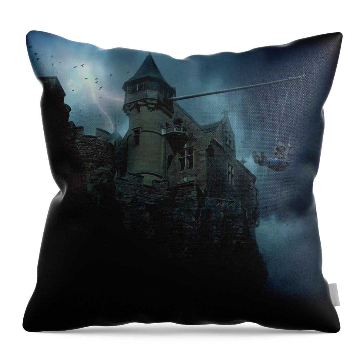 Pole Throw Pillow featuring the photograph Boy On A Swing Hanging On The Pole by Win-initiative/neleman
