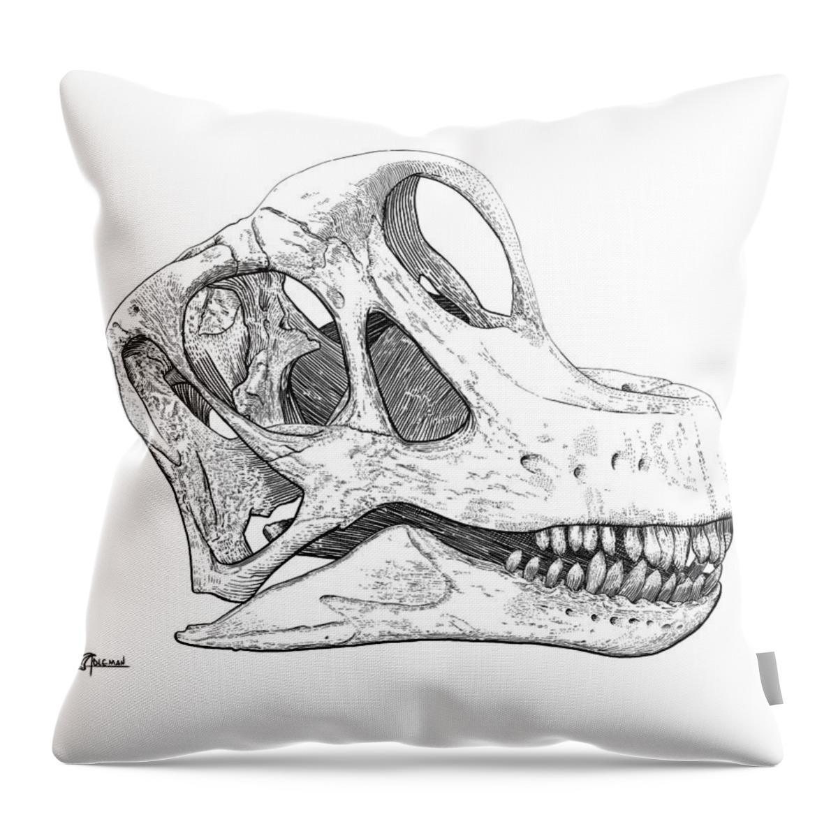 Brachiosaurus Throw Pillow featuring the digital art Brachiosaurus Black and White by Rick Adleman