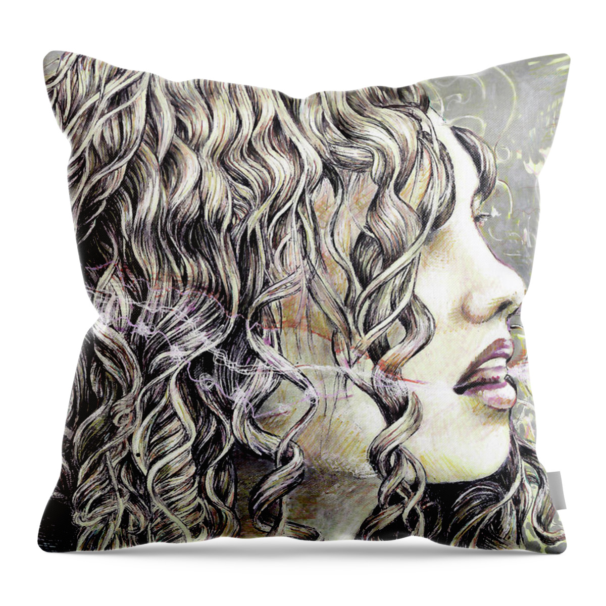 Pen Drawing Throw Pillow featuring the painting Breath by Jeremy Robinson