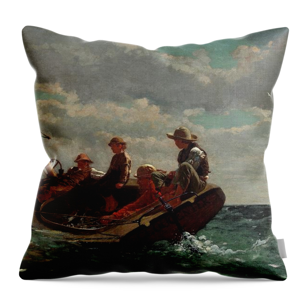 Sailboat Throw Pillow featuring the painting Breezing Up by Winslow Homer