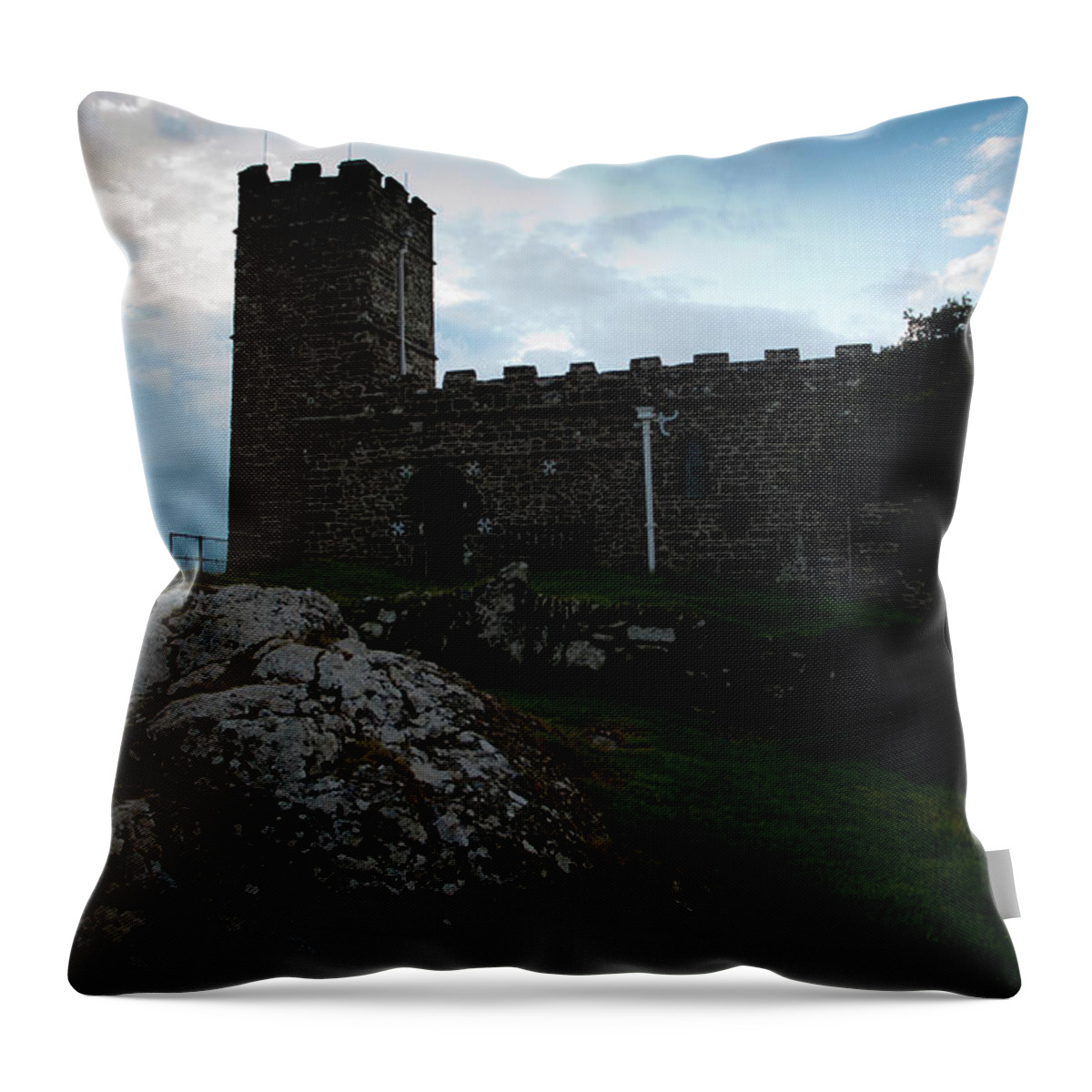 Dartmoor Throw Pillow featuring the photograph Brentor Church at Sunset by Helen Jackson