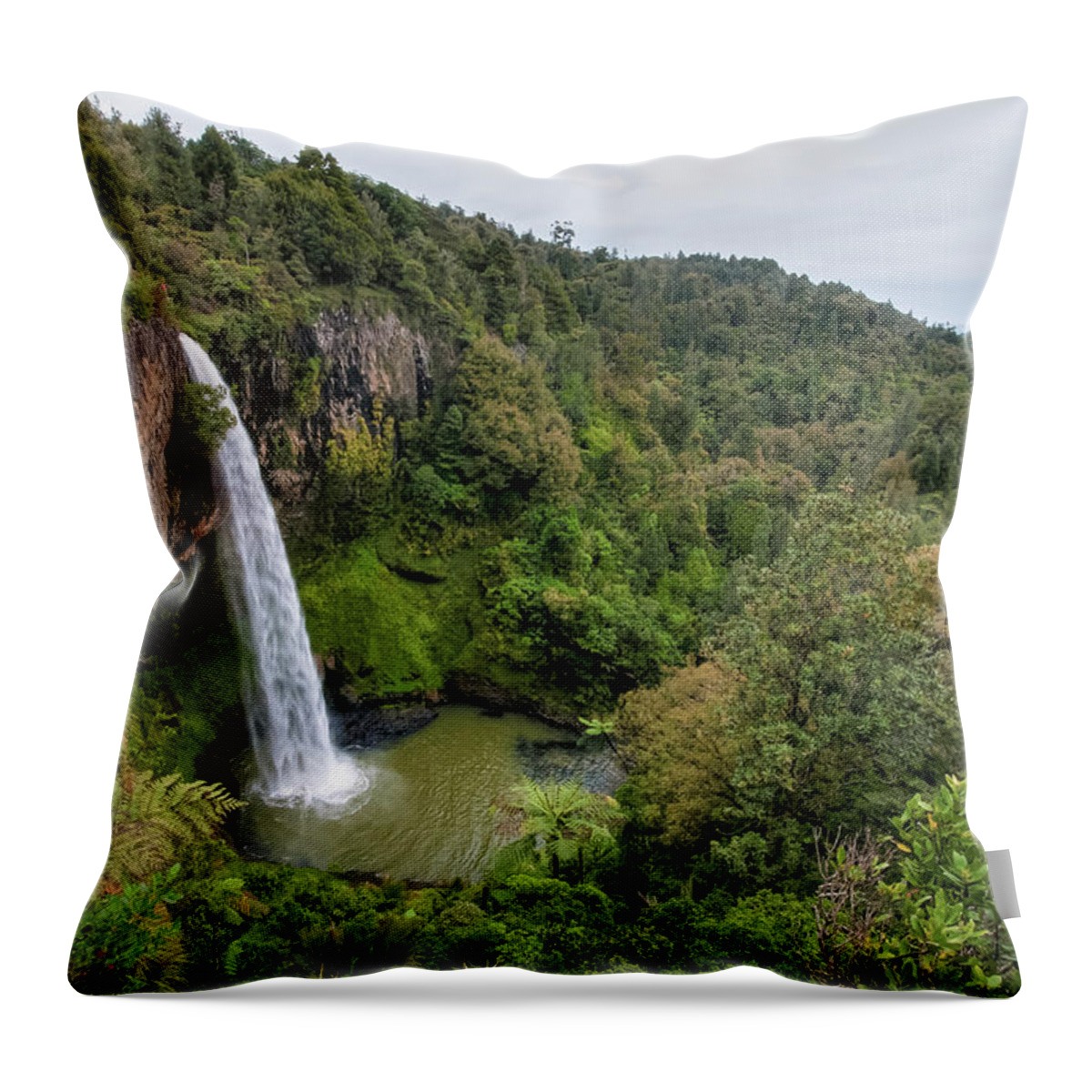 Scenics Throw Pillow featuring the photograph Bridal Veil Falls, New Zealand by Focus on nature