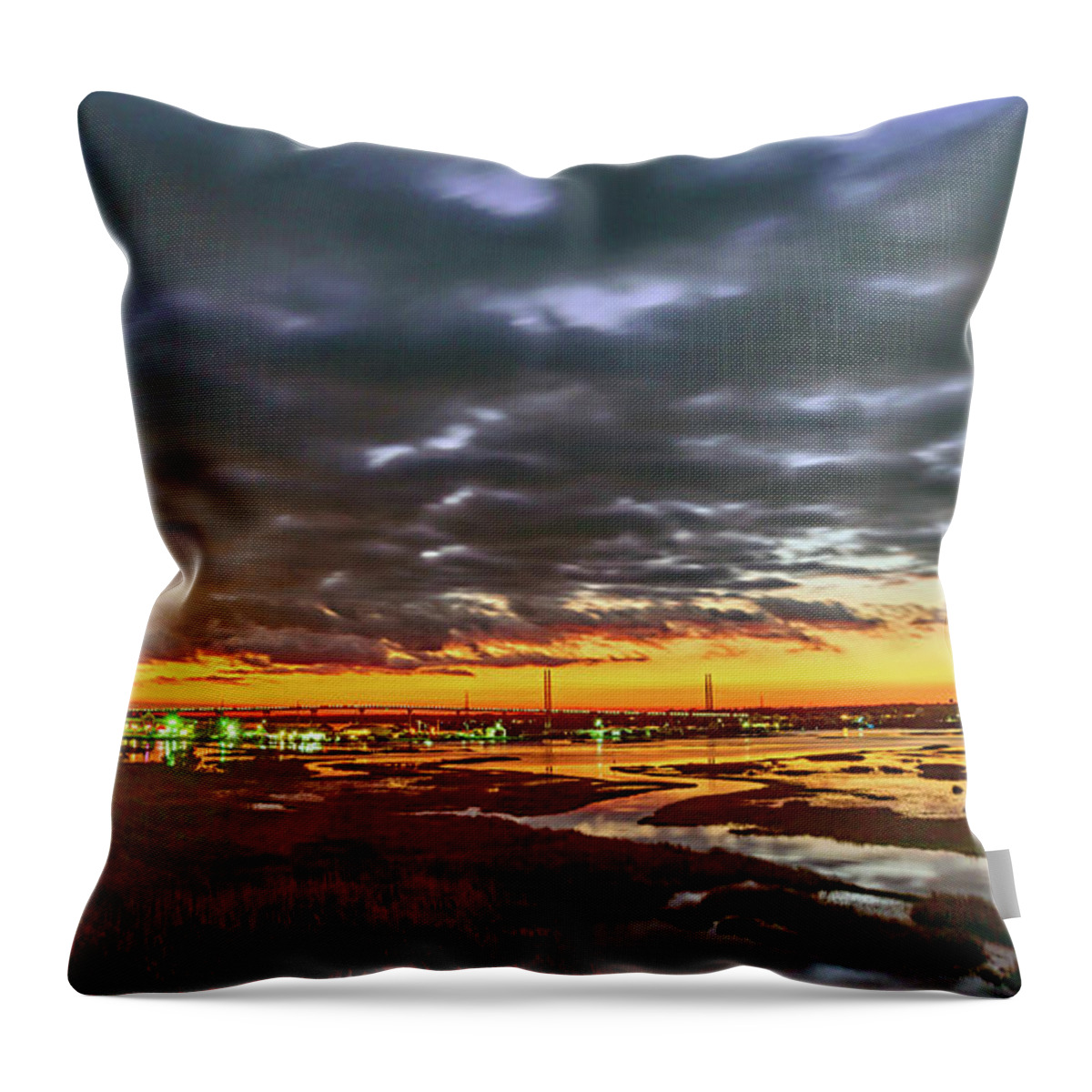 Sunset Throw Pillow featuring the photograph Bridge Clouds by DJA Images