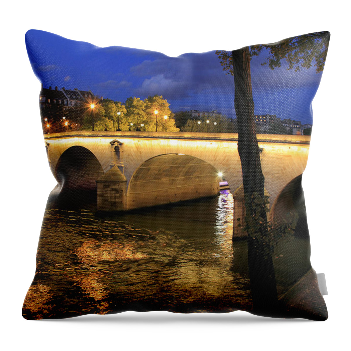 Old Town Throw Pillow featuring the photograph Bridge Crossing The Seine River by John Kieffer