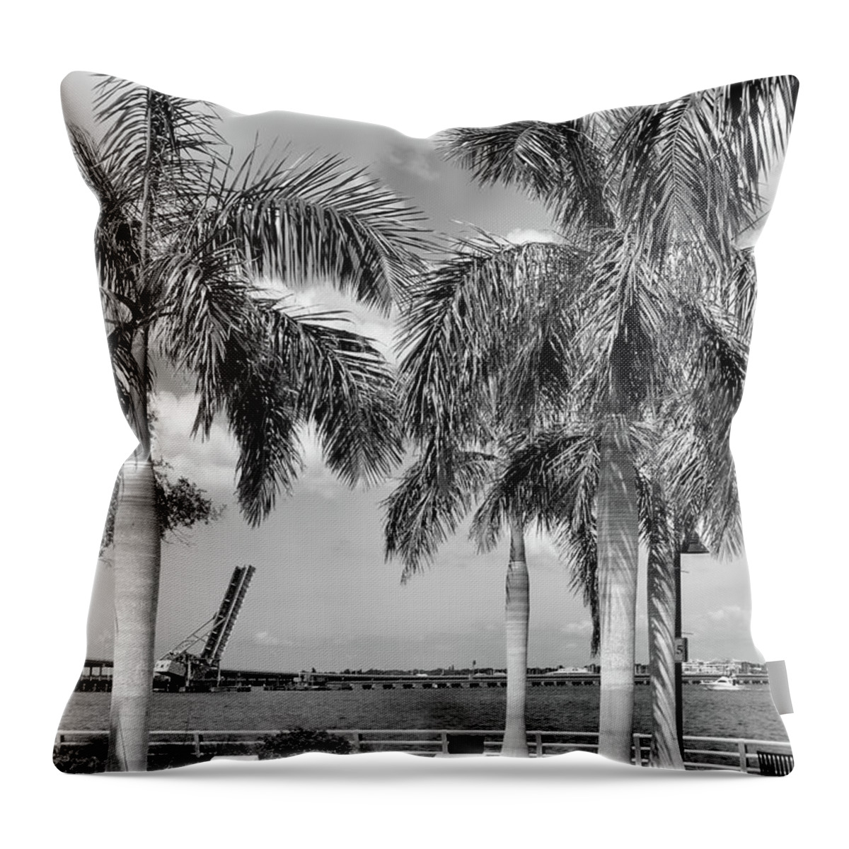 River Throw Pillow featuring the photograph Bridge Through the Palms by Robert Wilder Jr