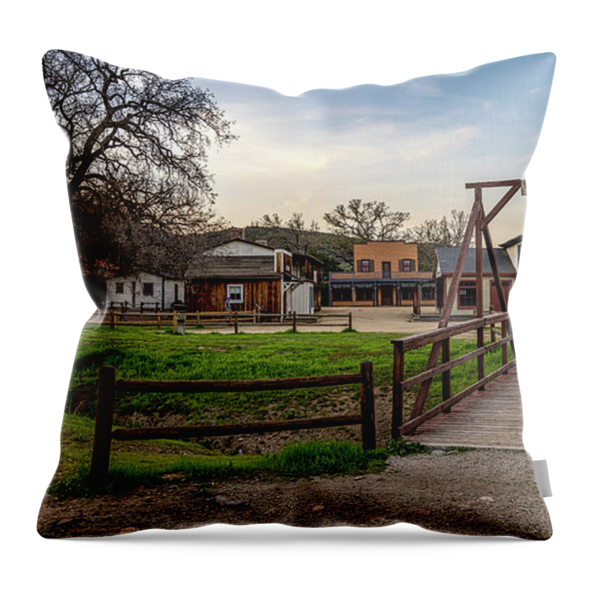 Ghost Town Throw Pillow featuring the photograph Bridge To Paramount by Gene Parks