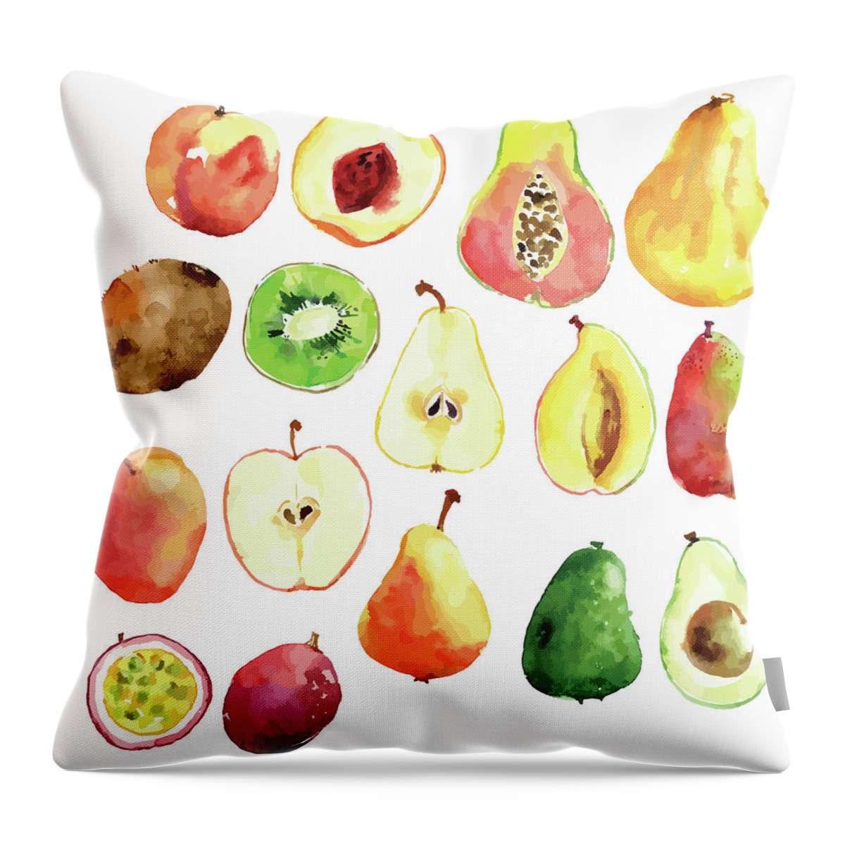Art Throw Pillow featuring the digital art Bright Vector Watercolor Hand Drawn by Dinkoobraz