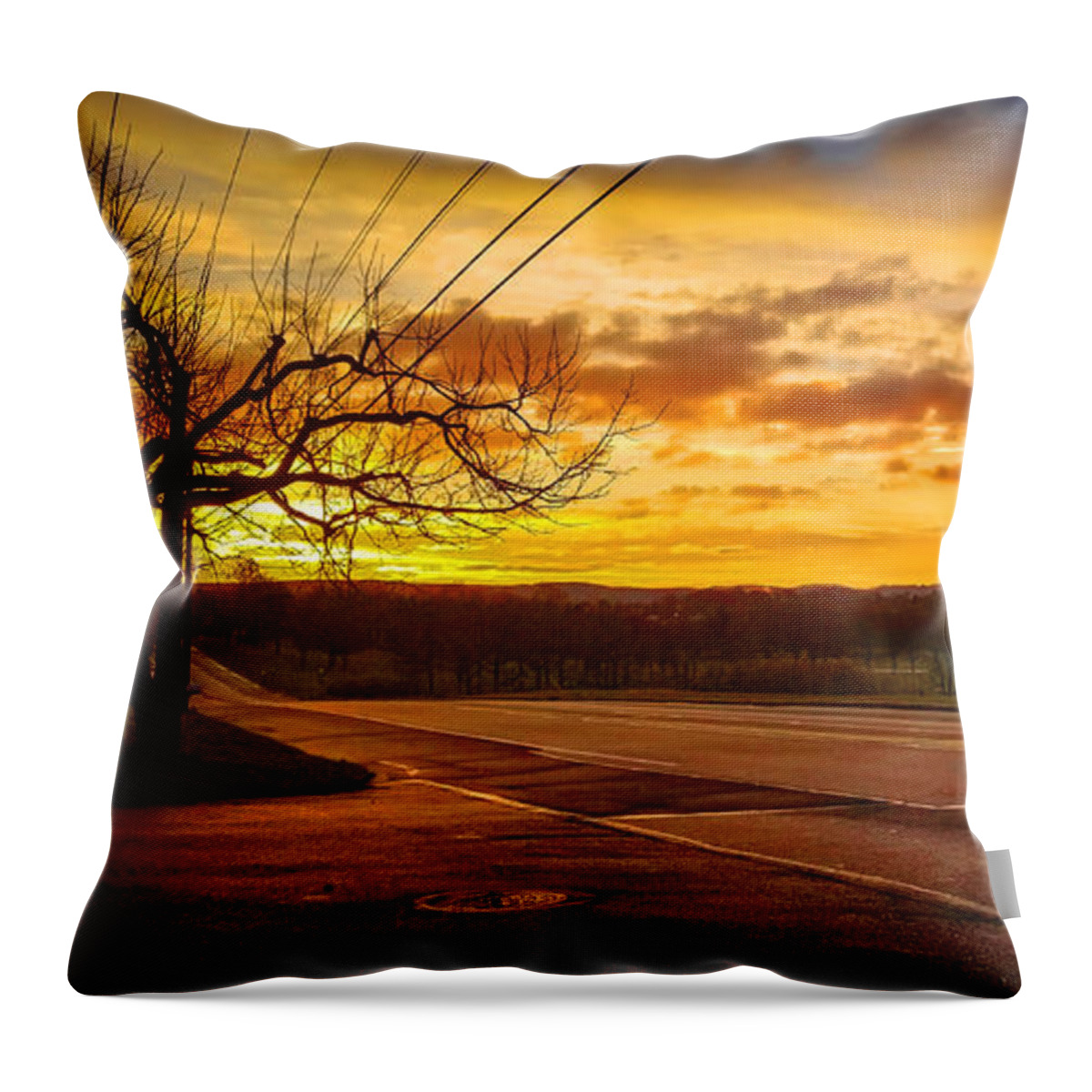 Sunrise Throw Pillow featuring the photograph Broadway Sunrise by Jason Fink