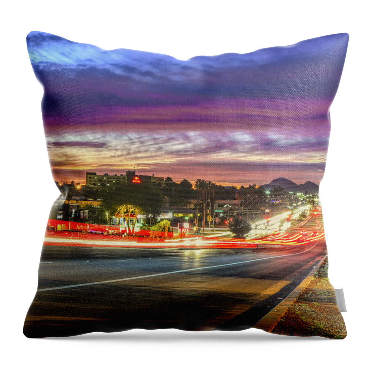 Tucson Throw Pillow featuring the photograph Broadway Sunset, Tucson, AZ by Chance Kafka