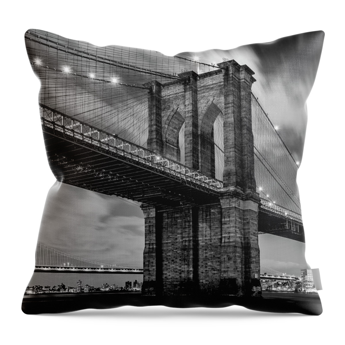 Brooklyn Bridge Throw Pillow featuring the photograph Brooklyn Bridge and Clouds by Randy Lemoine
