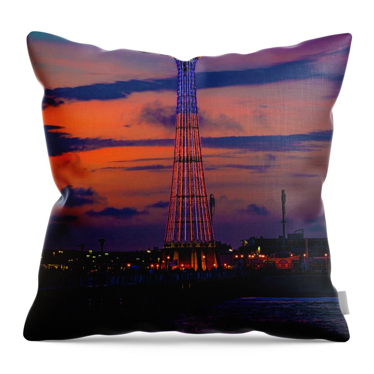 Parachute Drop Throw Pillow featuring the photograph Brooklyn Landmark Sunset by Chris Lord