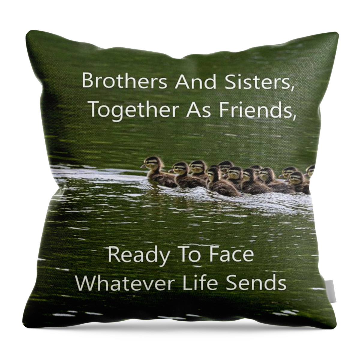 Brothers And Sisters Together As Friends Throw Pillow featuring the photograph Brothers And Sisters Together As Friends by Lisa Wooten