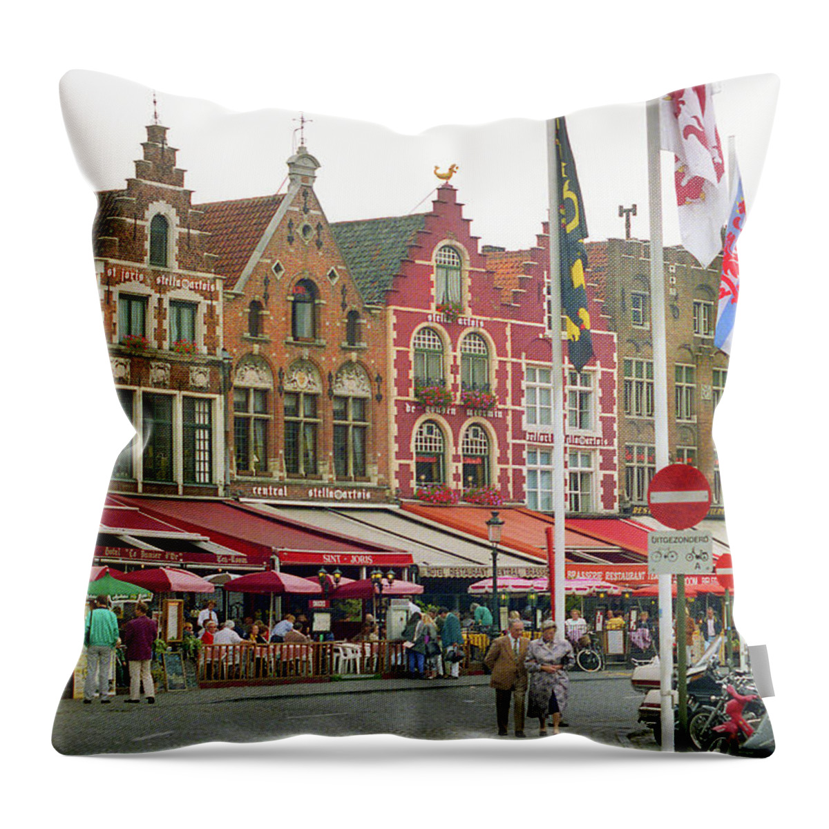 Bruges Throw Pillow featuring the photograph Bruges Market Square by Jerry Griffin