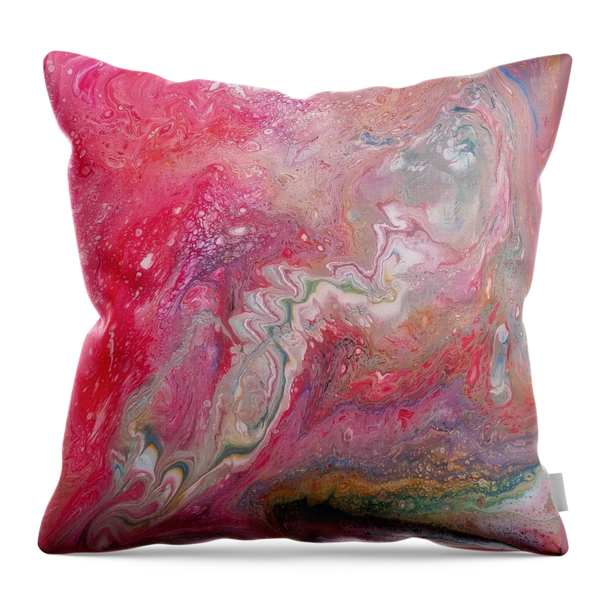 Bubblegum Throw Pillow featuring the painting Bubblegum Fantasy by Allison Fox