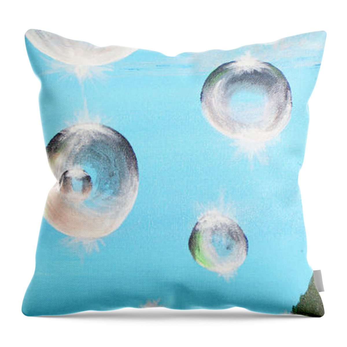 Blue Throw Pillow featuring the painting Bubbles 1 by Medea Ioseliani