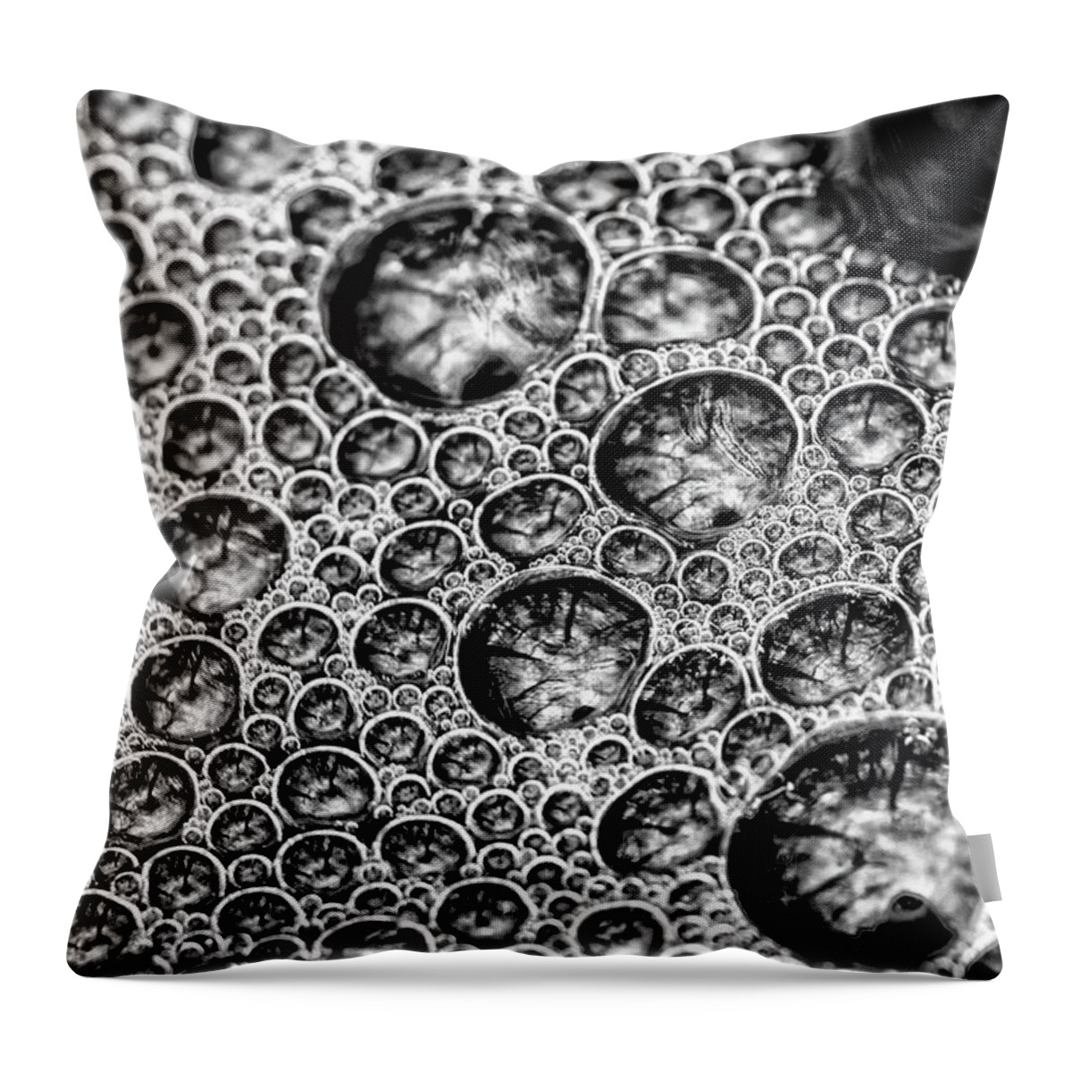 B&w Throw Pillow featuring the photograph Bubbles by Dawn J Benko