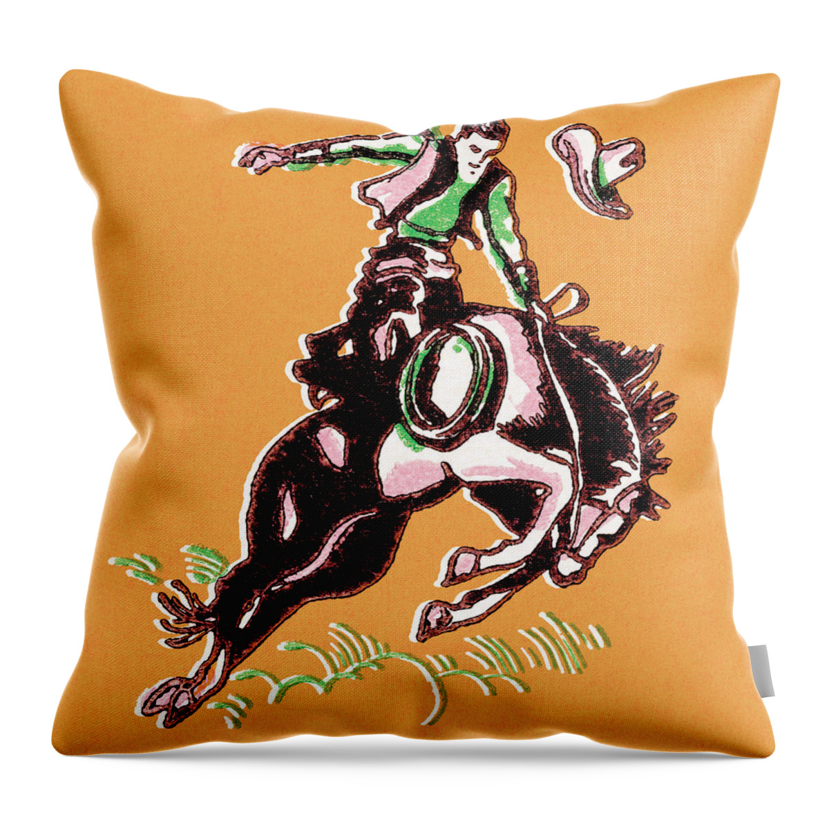 Animal Throw Pillow featuring the drawing Bucking bronco by CSA Images