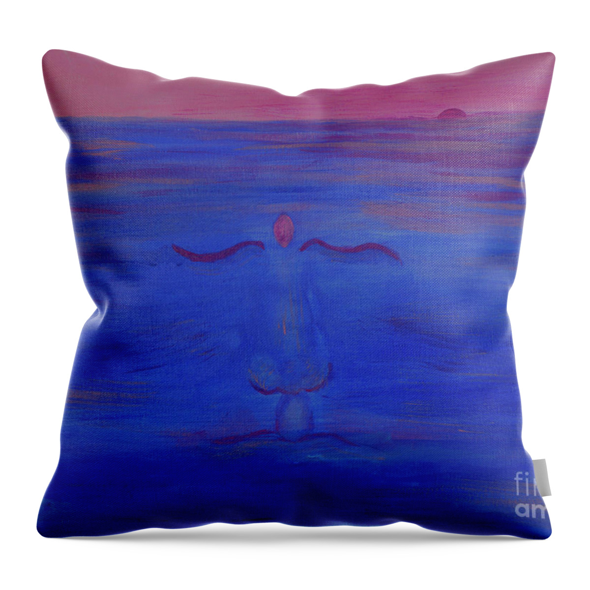 Buddha Throw Pillow featuring the painting Blue Buddha Meditation Painting by Robyn King