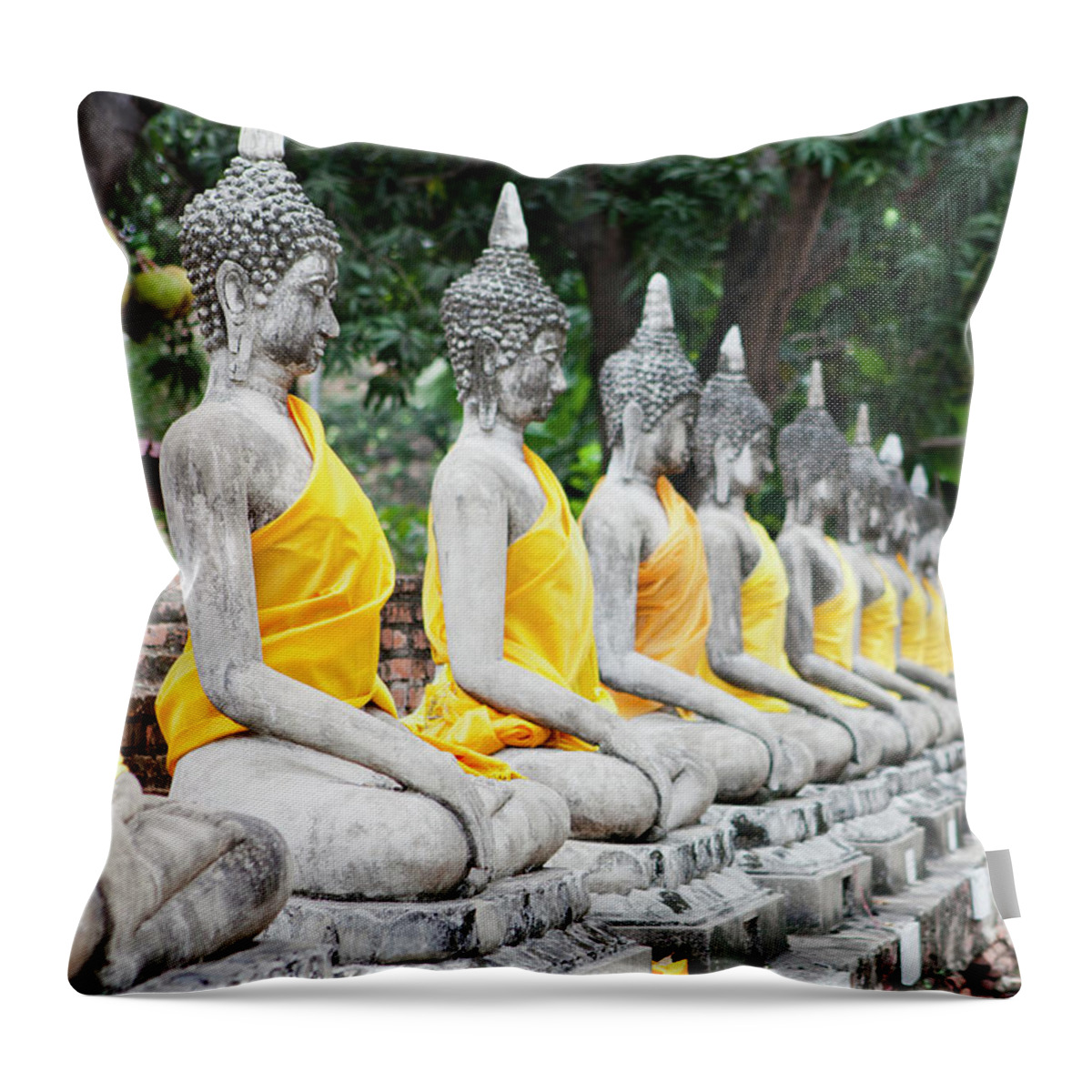 Statue Throw Pillow featuring the photograph Buddha Statues by Etrix