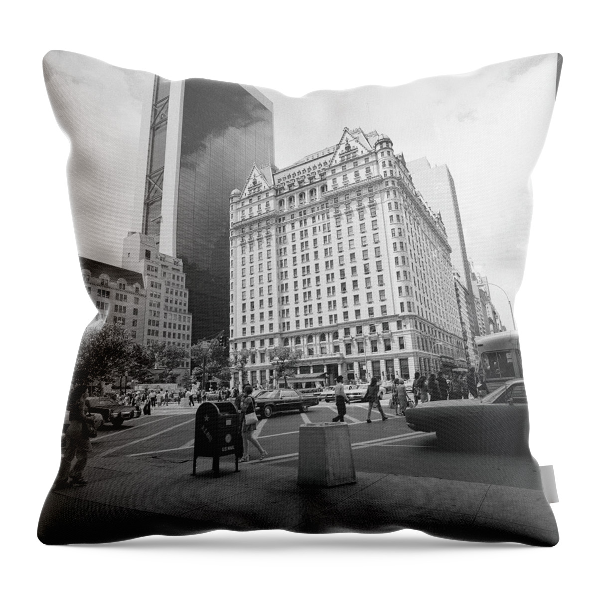 Pedestrian Throw Pillow featuring the photograph Buildings And Street, New York City by George Marks