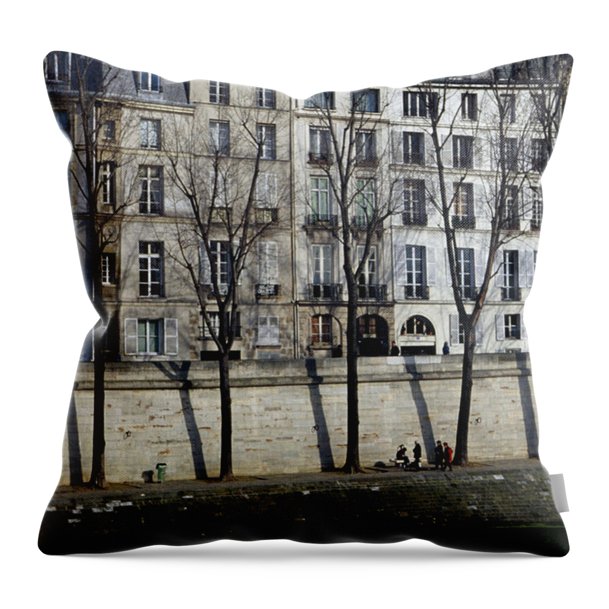 Built Structure Throw Pillow featuring the photograph Buildings On Ile Saint-louis by Lonely Planet