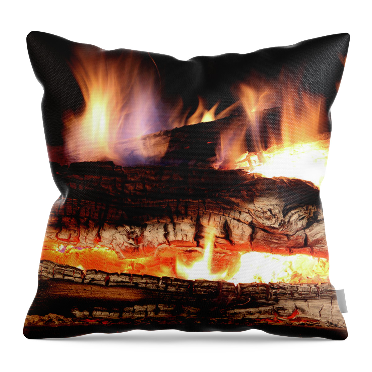 Orange Color Throw Pillow featuring the photograph Burning Fireplace by Jenjen42