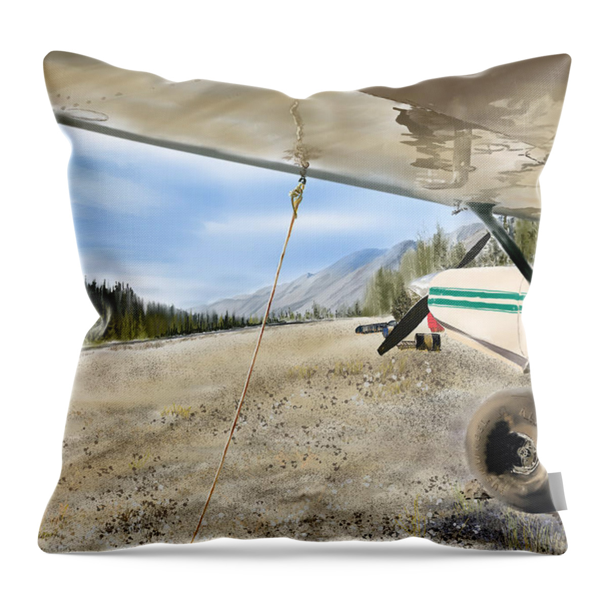 Muncho Lake Lodge Throw Pillow featuring the digital art Bush Strip at Muncho Lake by Joel Deutsch