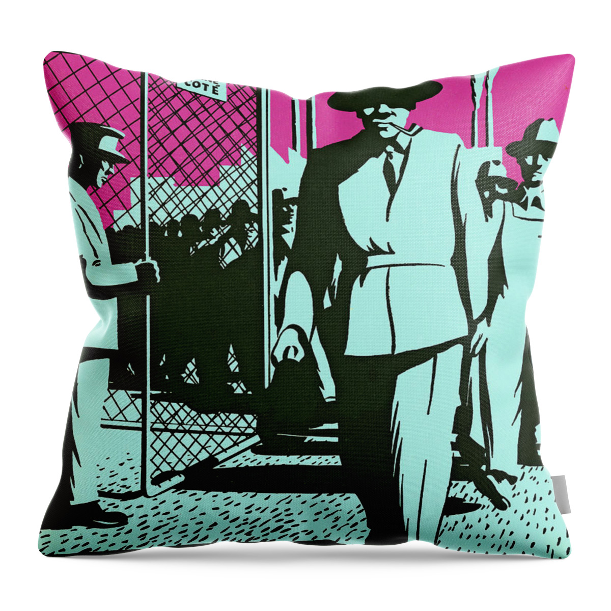 Adult Throw Pillow featuring the drawing Businessman and Workers Walking Through a Gate by CSA Images