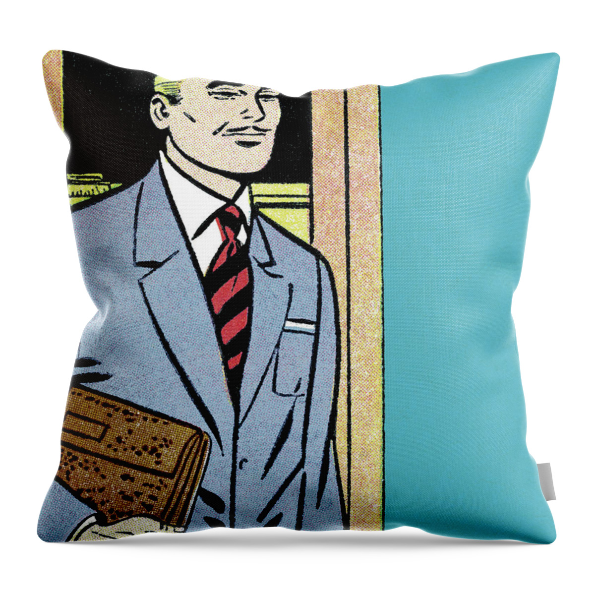Accountant Throw Pillow featuring the drawing Businessman with a Briefcase by CSA Images