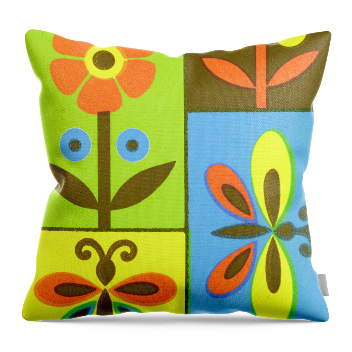 Animal Throw Pillow featuring the drawing Butterfly and Flower Collage 1 by CSA Images