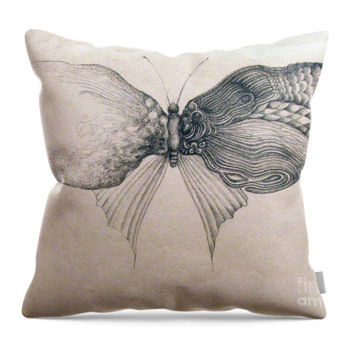 Pencil Throw Pillow featuring the drawing Butterfly for Jeffrey by Rosanne Licciardi