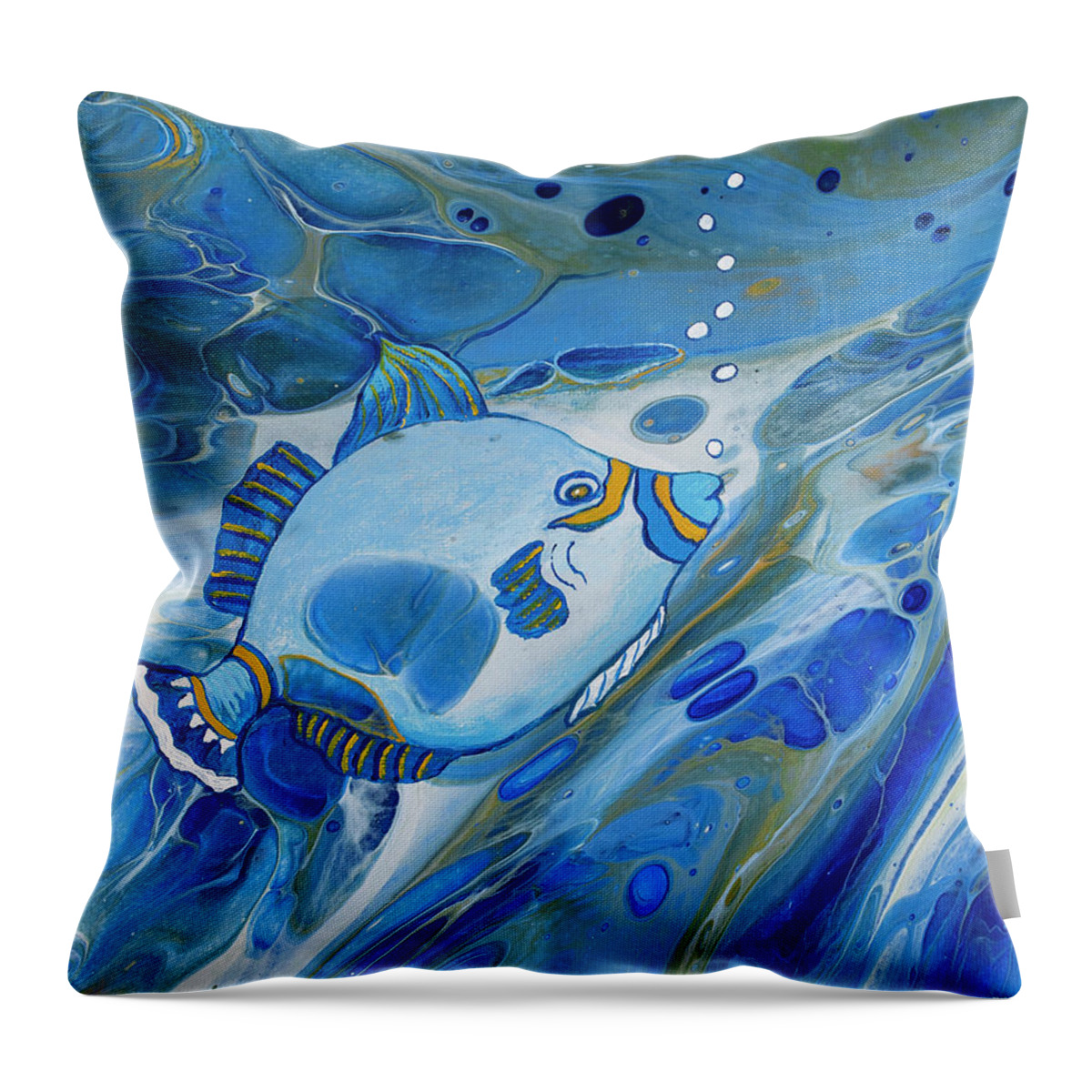 Fish Throw Pillow featuring the painting Butterflyfish by Darice Machel McGuire