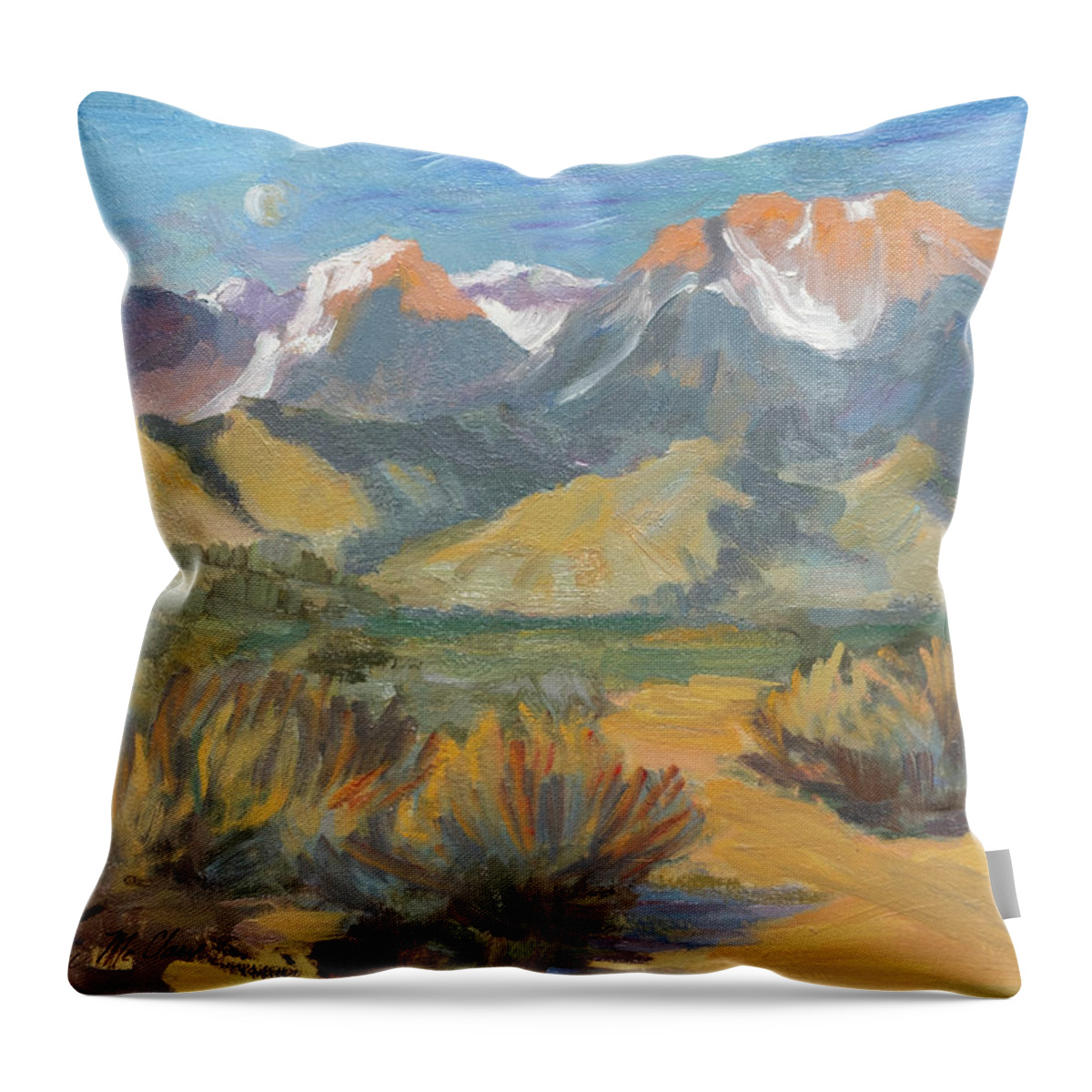 Buttermilk Range Throw Pillow featuring the painting Buttermilk Range Sierra Nevadas by Diane McClary