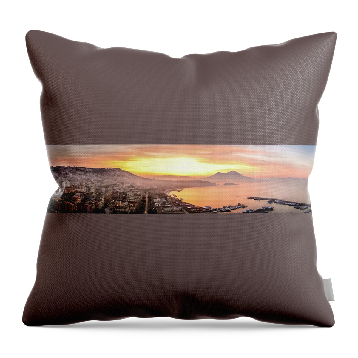 Panorama Throw Pillow featuring the photograph Sunrise over Bay of Naples by Tito Slack