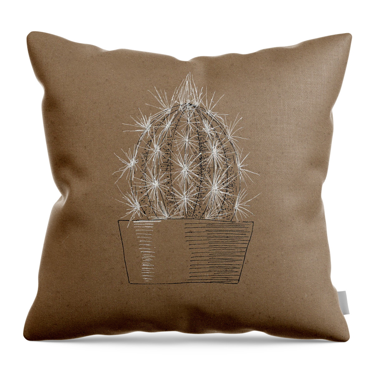 Cactus Throw Pillow featuring the drawing Cactus 4 by Masha Batkova