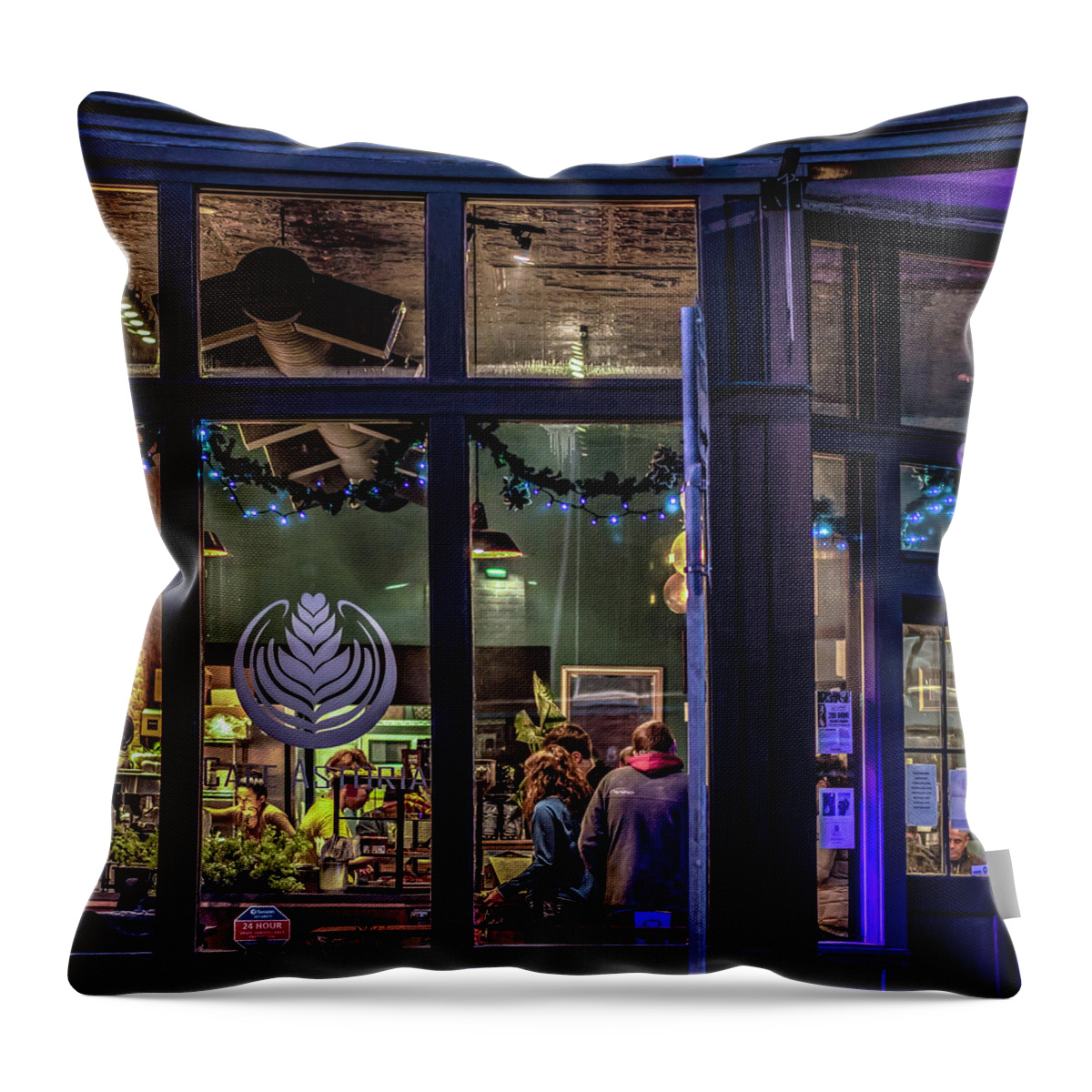 Diners Throw Pillow featuring the photograph 040 - Cafe Astoria by David Ralph Johnson