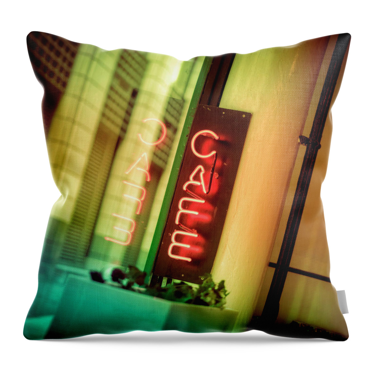 Outdoors Throw Pillow featuring the photograph Cafe Sign by Owen Smith