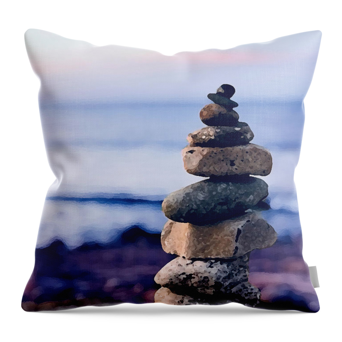 Cairn Throw Pillow featuring the photograph Cairn at North Light by Tom Johnson