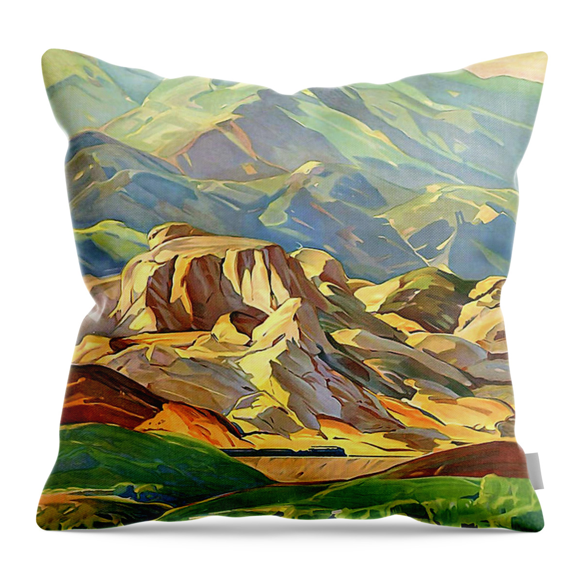Cajon Pass Throw Pillow featuring the digital art Cajon Pass, California by Long Shot