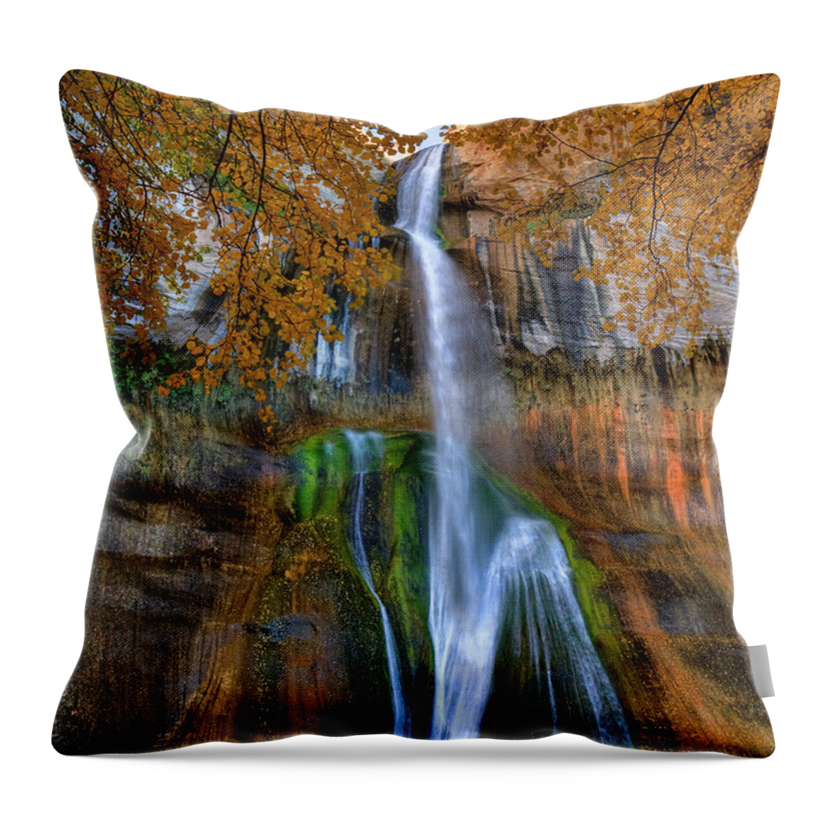 Jeff Foott Throw Pillow featuring the photograph Calf Creek Falls In Utah by Jeff Foott