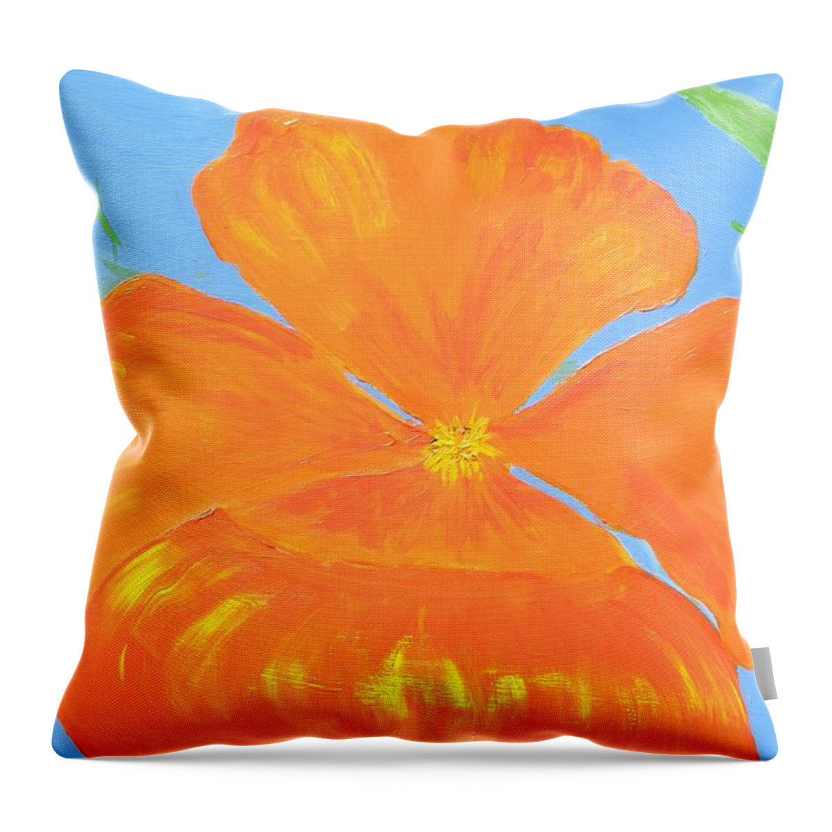 Poppy Throw Pillow featuring the painting California Poppy by Caroline Henry