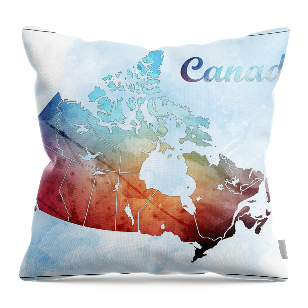 Art & Collectibles Throw Pillow featuring the drawing Canada Map Style 5 by Greg Edwards