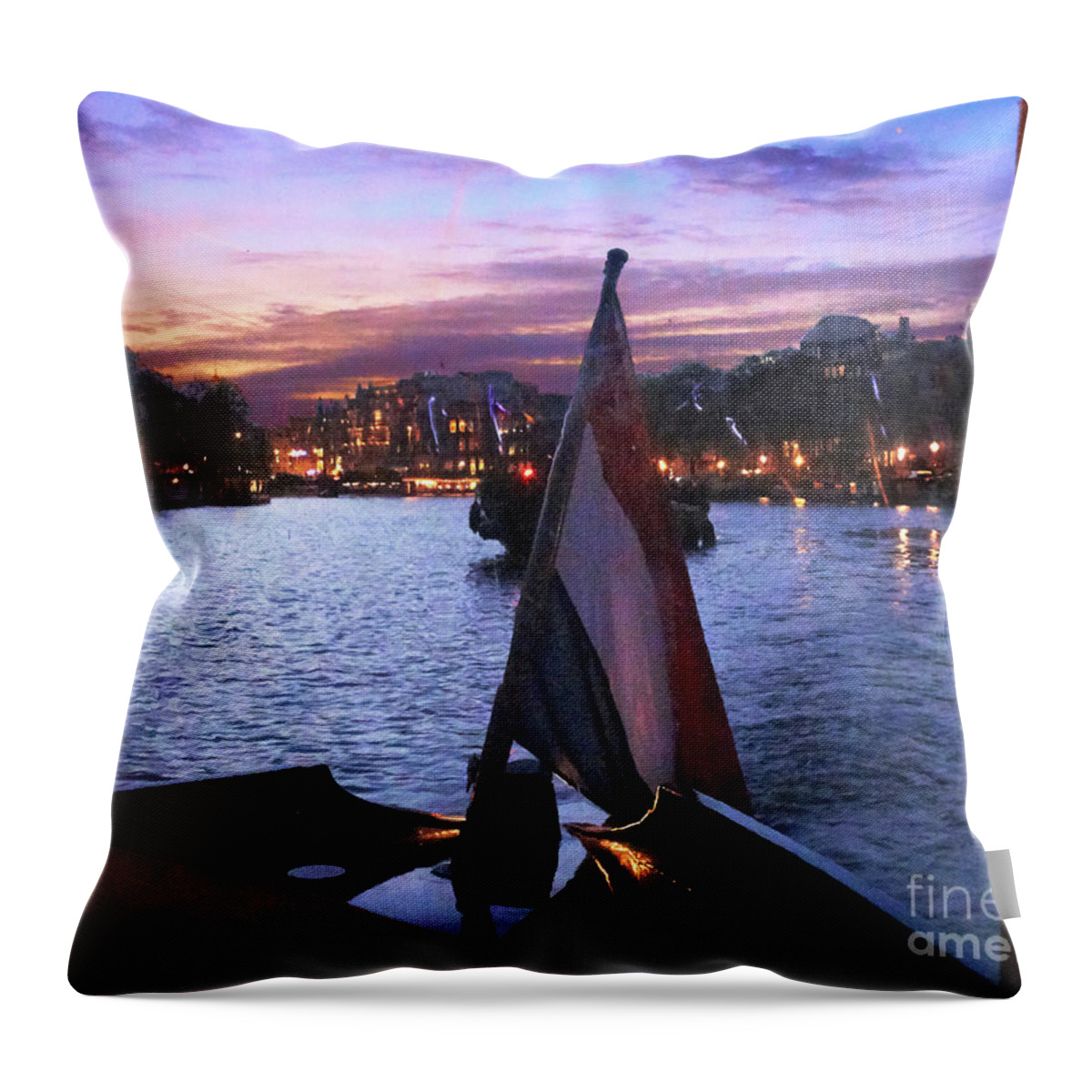 Sunset Throw Pillow featuring the photograph Canal Sunset by Steve Ondrus
