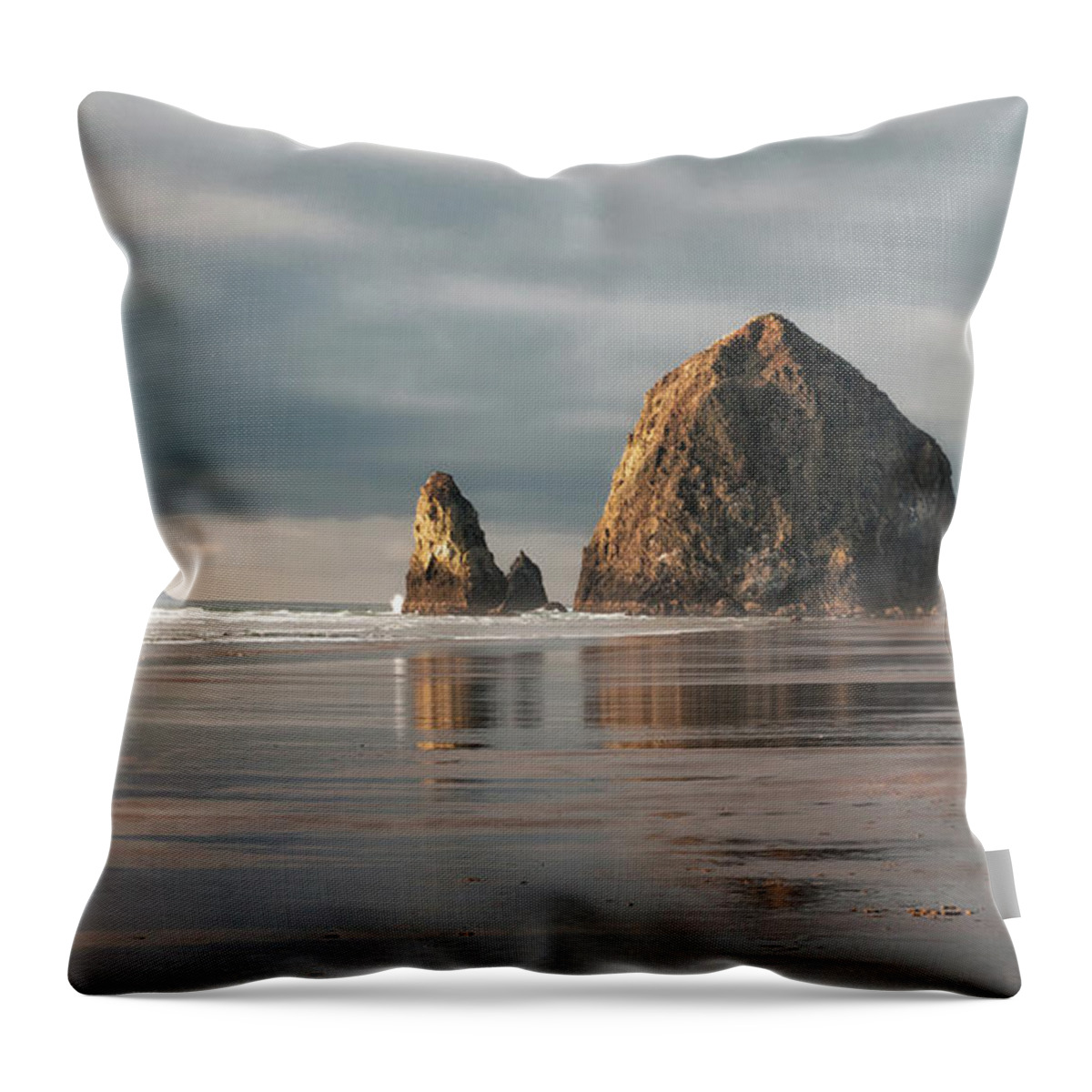 Beach Throw Pillow featuring the photograph Cannon Beach Sunset by Alex Mironyuk