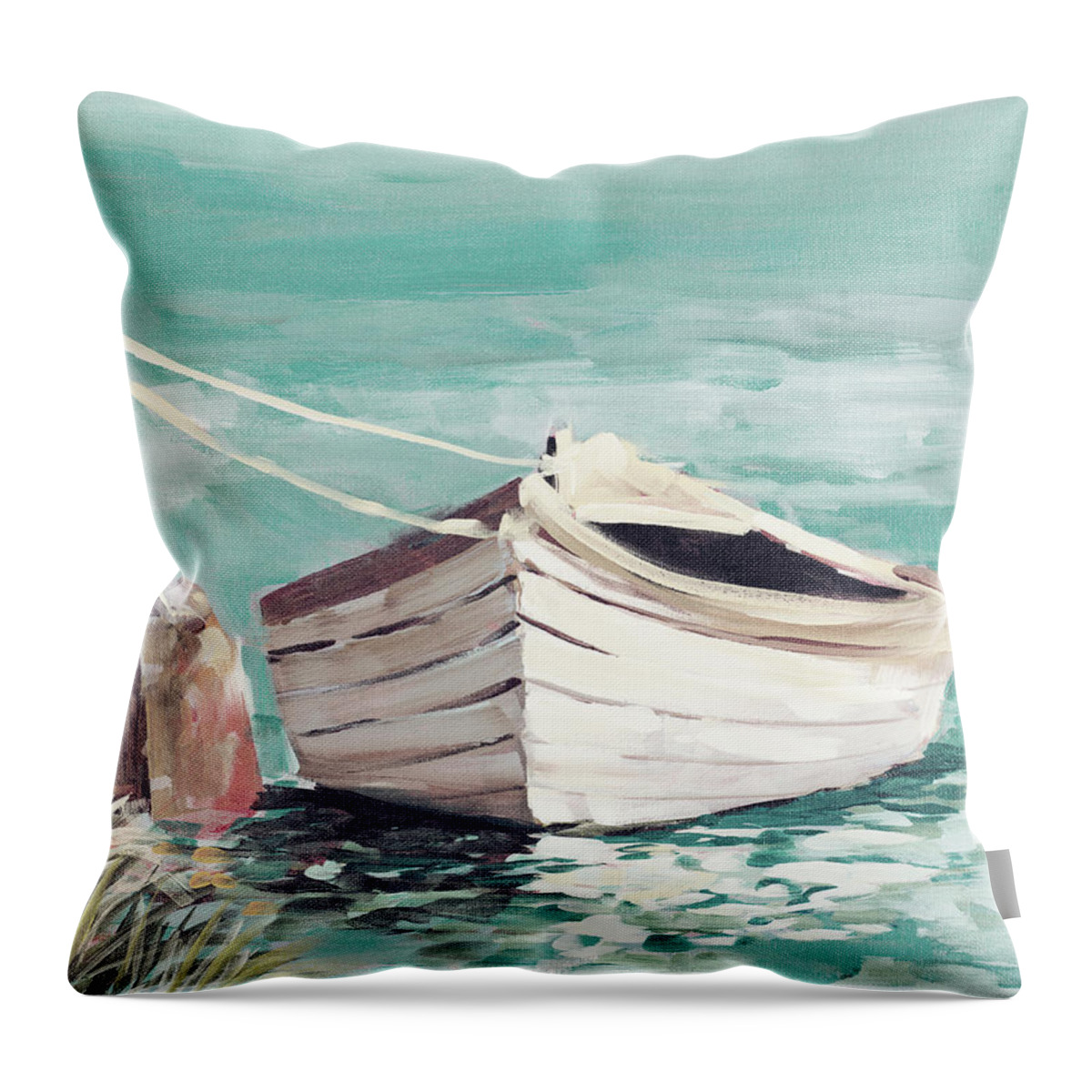 Canoe Throw Pillow featuring the painting Canoe by Jane Slivka