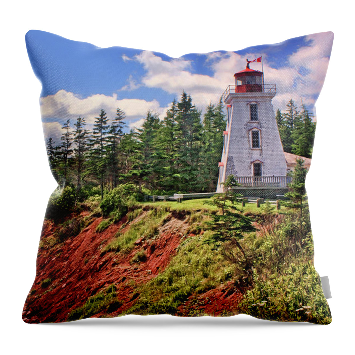 Cape Bear Lighthouse Throw Pillow featuring the photograph Cape Bear Lighthouse - 1 by Nikolyn McDonald