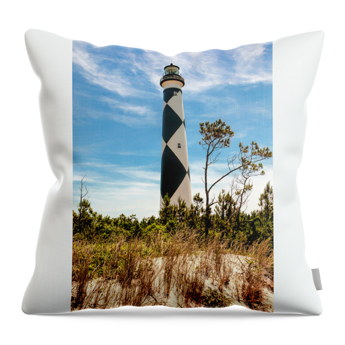 Cape Lookout Light No 2 Throw Pillow featuring the photograph Cape Lookout Light No 2 by Phyllis Taylor
