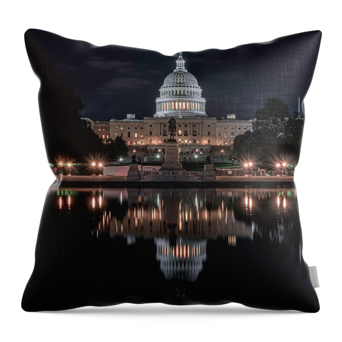 Washington Dc Throw Pillow featuring the photograph Capitol Night by Robert Fawcett